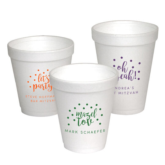 Personalized Confetti Dot Styrofoam Cups